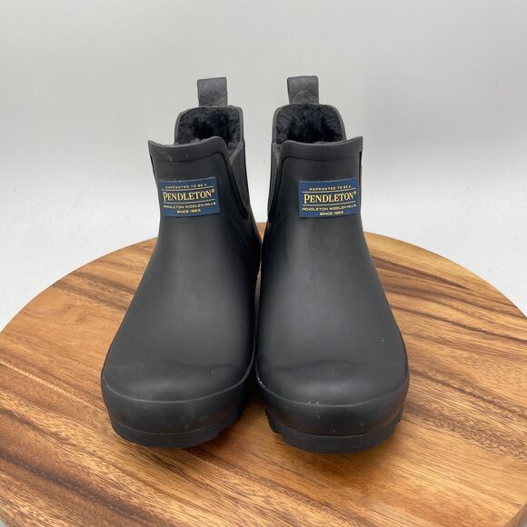 Pendleton Women Pendleton Chelsea Rain Boots Womens Size 8 Black Slip On Rubber Comfort
